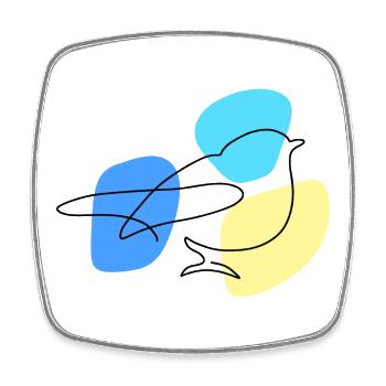 Lineart Blue avec des formes pastel - Magnet carré - blanc - Devant