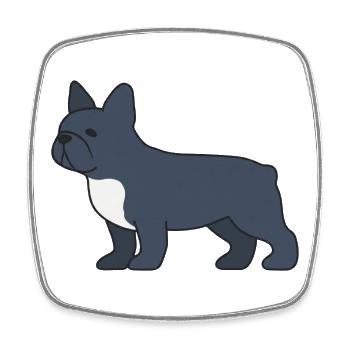 Silhouette du bouledogue français bleu - Magnet carré - blanc - Devant