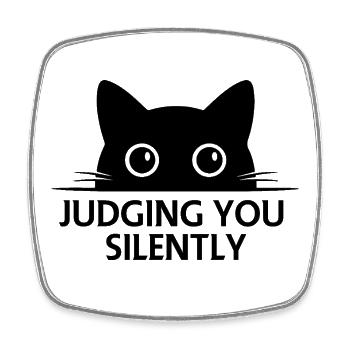 Dessin de la ligne de visage des chats noirs mignons - Magnet carré - blanc - Devant