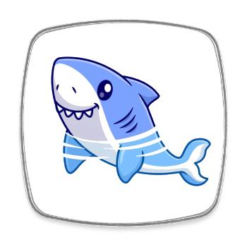 Dessin animé de requin - Magnet carré - blanc - Devant