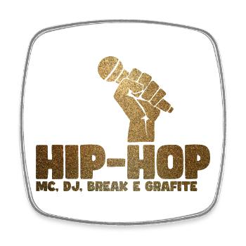 Poing micro de hip-hop pailletés dorés - Magnet carré - blanc - Devant