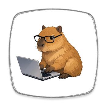Capybara sur l’ordinateur portable - Magnet carré - blanc - Devant