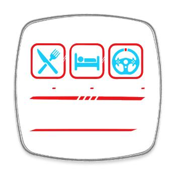 Eat sleep sim race repeat for sim racing fans - Square fridge magnet - white - Front