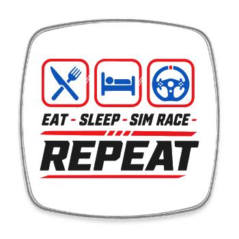 Eat sleep sim race repeat for sim racing fans - Square fridge magnet - white - Front