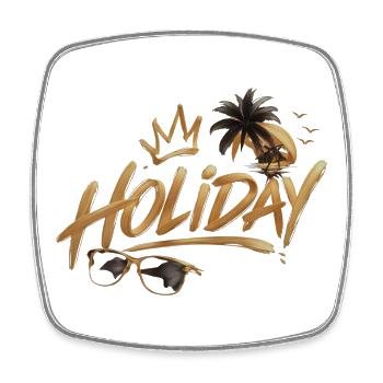 Golden Holiday Script mit Palm Sunset - Viereckiger Kühlschrankmagnet - Weiß - Vorne