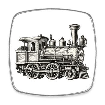 Dampflok Vintage Historische Eisenbahn - Viereckiger Kühlschrankmagnet - Weiß - Vorne