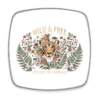 Löwe wild und frei - Viereckiger Kühlschrankmagnet - Weiß - Vorne