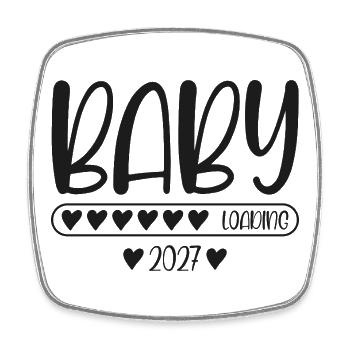 Baby 2027 Loading Schwangerschaft verkünden  - Viereckiger Kühlschrankmagnet - Weiß - Vorne