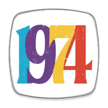 Geboren 1974 Geburtstagsgeschenk Geburtstag 74 - Viereckiger Kühlschrankmagnet - Weiß - Vorne
