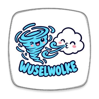 Wuselwolke – Lustiges Wind & Wolken Kinder Motiv - Viereckiger Kühlschrankmagnet - Weiß - Vorne