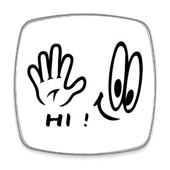 Handzeichen, Hi , Comic - Viereckiger Kühlschrankmagnet - Weiß - Vorne