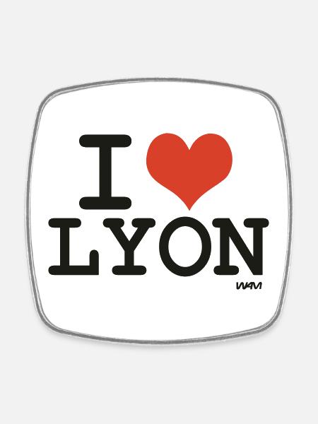 i love Lyon - couleurs personnalisables - Magnet carré - blanc