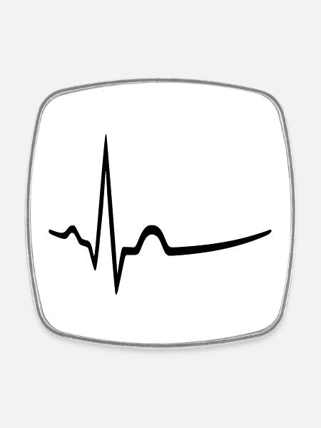 medicine - doctor - heartbeat - Square fridge magnet - white