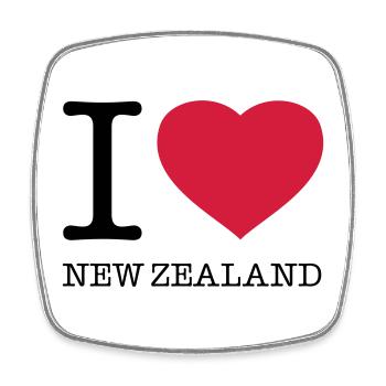 J’AIME LA NOUVELLE-ZÉLANDE Neuseeland - Magnet carré - blanc - Devant