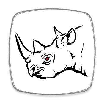 RHINO Rote Flamme - Viereckiger Kühlschrankmagnet - Weiß - Vorne