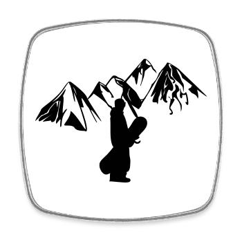Mountain snowboarder - Square fridge magnet - white - Front
