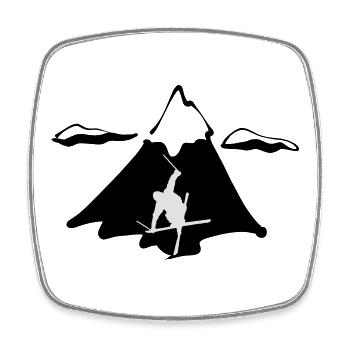 Ski freestyle with mountain - Square fridge magnet - white - Front