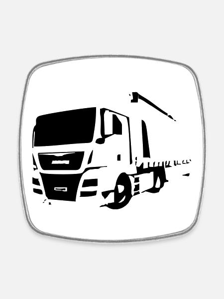 Truck2 - Viereckiger Kühlschrankmagnet - Weiß