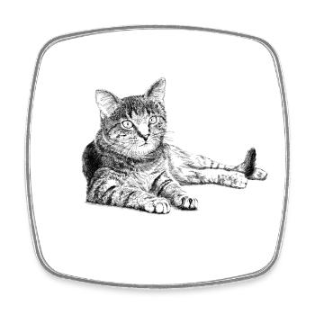Cat - Square fridge magnet - white - Front