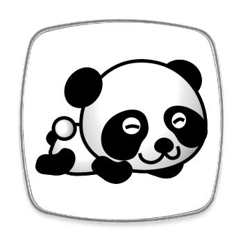 Panda Heureux - Magnet carré - blanc - Devant