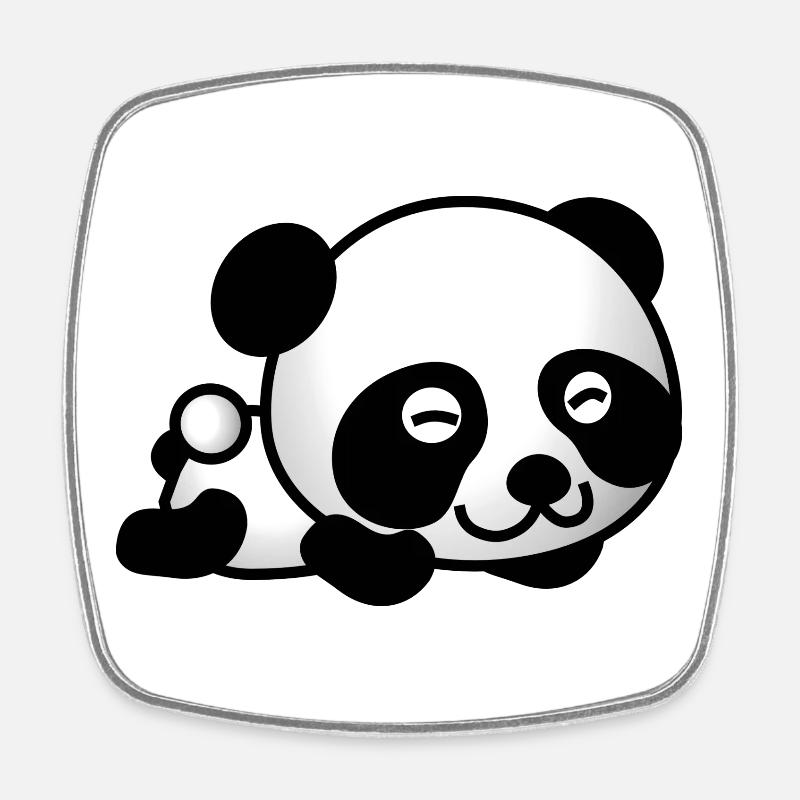 Panda Heureux - Magnet carré - blanc