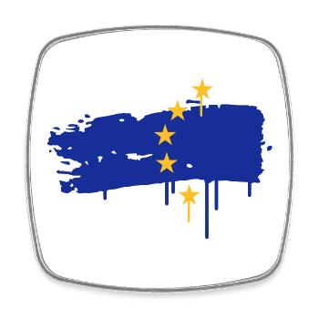 Drapeau européen peinture avec un coup de pinceau - Magnet carré - blanc - Devant