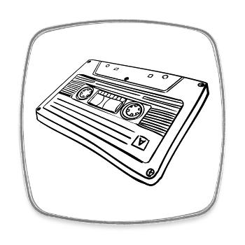 Cassette - Magnet carré - blanc - Devant