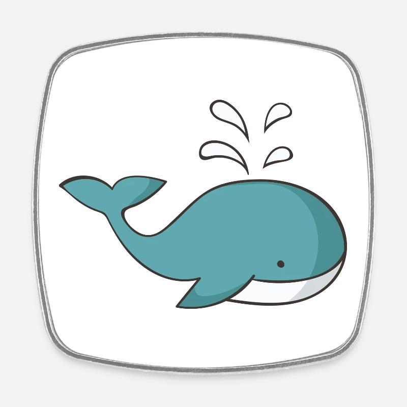 baleine - Magnet carré - blanc