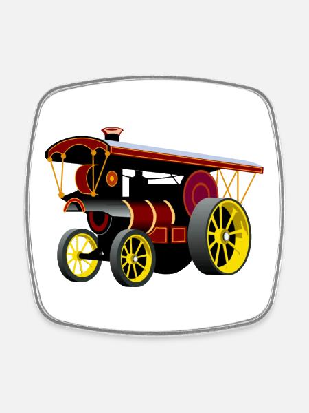 Steam Engine Nostalgia - Square fridge magnet - white