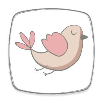Vogel - Viereckiger Kühlschrankmagnet - Weiß - Vorne