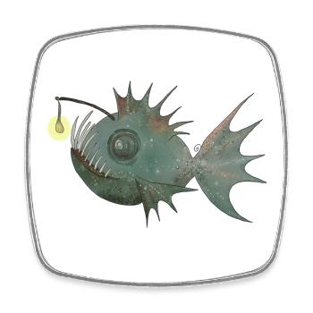 Anglerfisch - Viereckiger Kühlschrankmagnet - Weiß - Vorne
