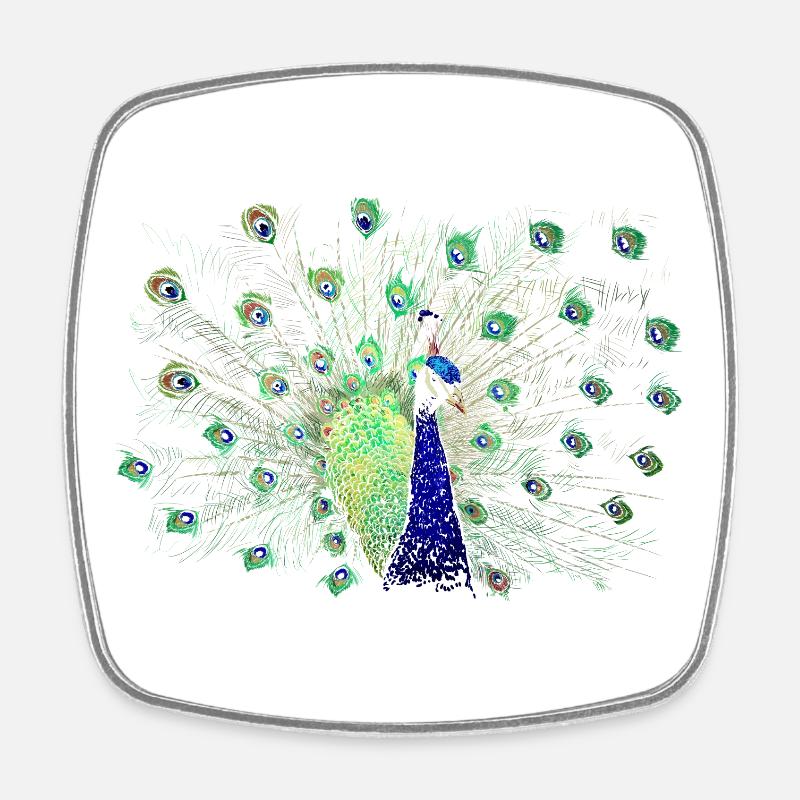 Pfau - Viereckiger Kühlschrankmagnet - Weiß
