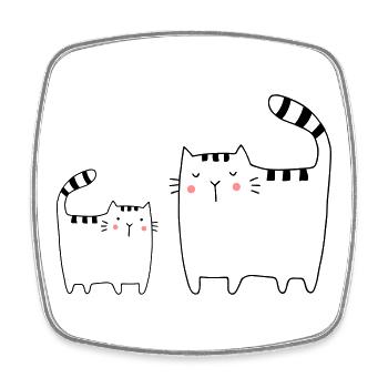 Chats Famille Chat Chaton - Magnet carré - blanc - Devant