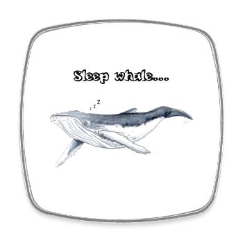 Good night whales - Sleep whale Zzz - baleine - Square fridge magnet - white - Front