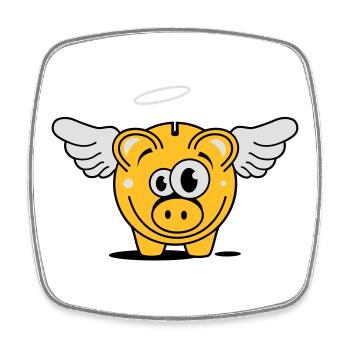 A piggy bank with wings and halo - Square fridge magnet - white - Front