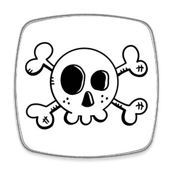 Bande dessinée crâne - crâne - Pirate - Skull - Magnet carré - blanc - Devant