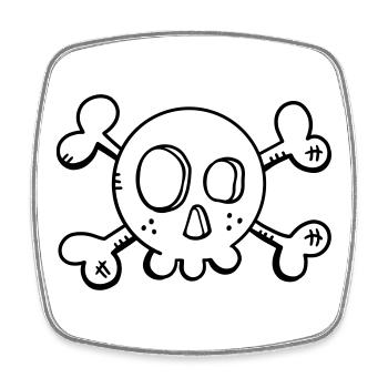 Lustiger Totenschädel - Totenkopf - Skull - Pirat - Viereckiger Kühlschrankmagnet - Weiß - Vorne