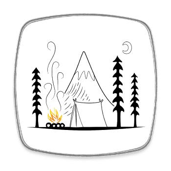 Camping - Viereckiger Kühlschrankmagnet - Weiß - Vorne