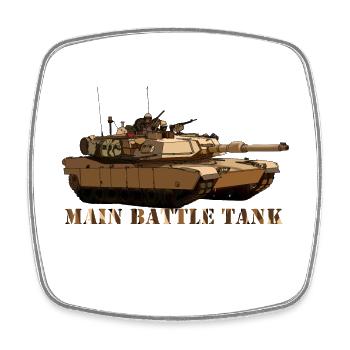 M1 Abrams - Magnet carré - blanc - Devant