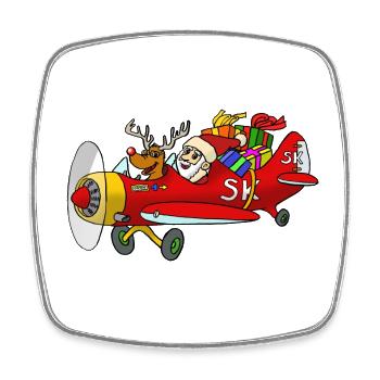 Santa on the plane - Square fridge magnet - white - Front