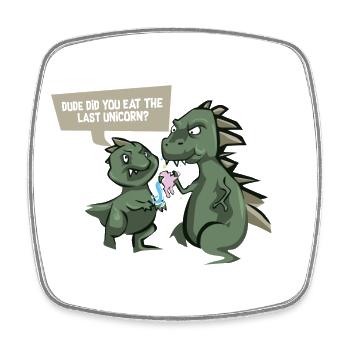 Funny dinosaur shirt - last unicorn - - Square fridge magnet - white - Front