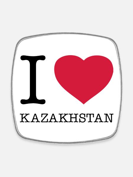 I LOVE KAZAKHSTAN Kasachstan - Viereckiger Kühlschrankmagnet - Weiß