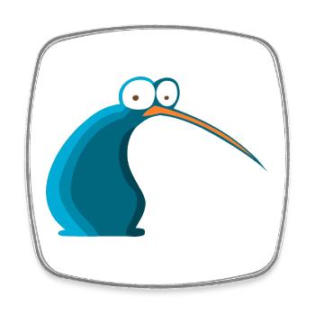 Oiseau Cartoon de Nouvelle-Zélande Kiwi - Magnet carré - blanc - Devant