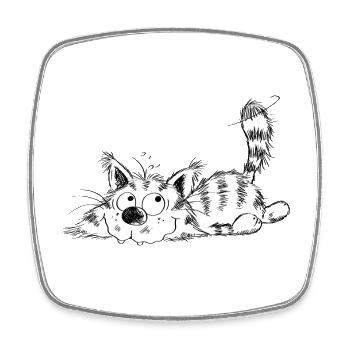 Lustige Kleine Katze - Comic - Viereckiger Kühlschrankmagnet - Weiß - Vorne