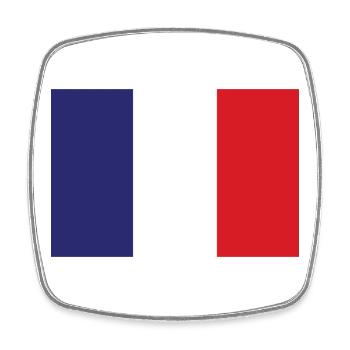 Drapeau de la France - Magnet carré - blanc - Devant