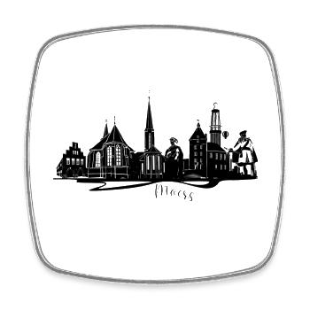Vieille ville Silhouette Moers - Magnet carré - blanc - Devant