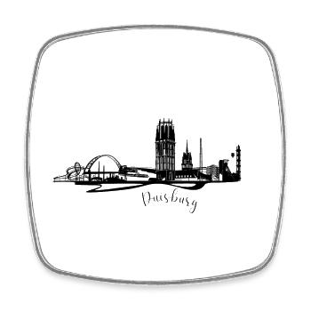 Silhouette des lignes de la ville de Duisbourg en noir et blanc - Magnet carré - blanc - Devant