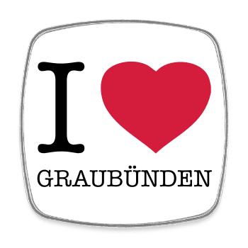 I LOVE GRAUBÜNDEN - Viereckiger Kühlschrankmagnet - Weiß - Vorne