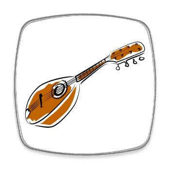 Sketch style acoustic mandolin - Square fridge magnet - white - Front