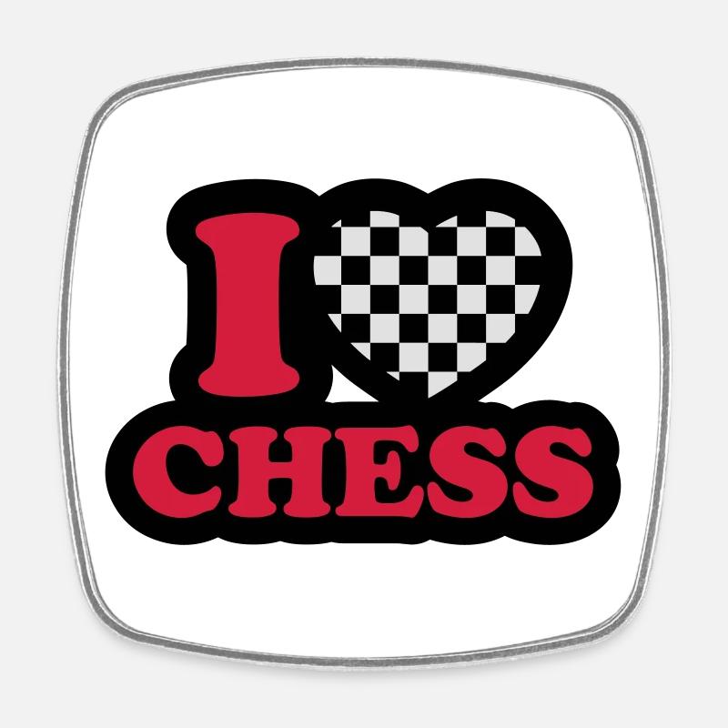 I love chess - Square fridge magnet - white